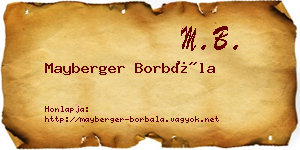 Mayberger Borbála névjegykártya